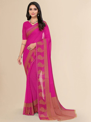 Moda Rapido Printed Daily Wear Georgette Saree(Pink)