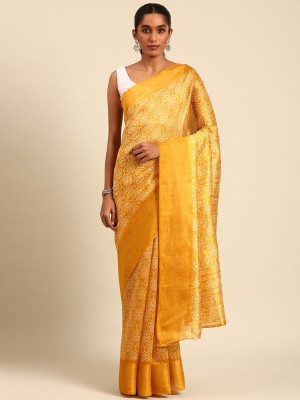 shiv textiles Geometric Print Daily Wear Cotton Blend Saree(Yellow)