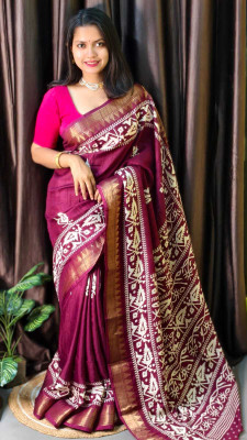 Suto Woven Berhampuri Art Silk Saree(Purple)