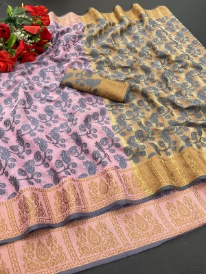 Gita Textiles Self Design Daily Wear Cotton Blend Saree(Pink)