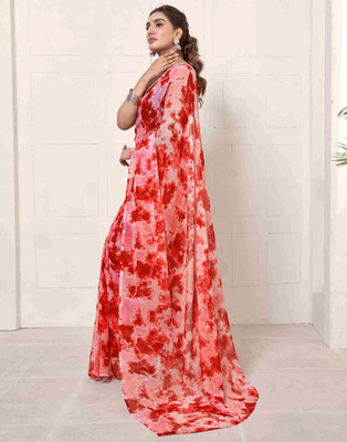 Riddhi textile Hub Self Design Bollywood Georgette Saree(Red)