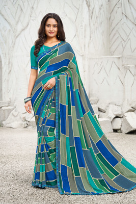 Laxmipati sarees Printed Bollywood Georgette Saree(Multicolor)