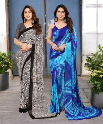 Divastri Printed Bollywood Georgette Saree(Pack of 2, Multicolor)