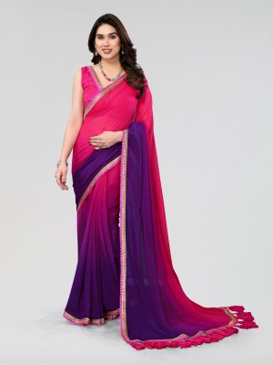 APERA Solid/Plain Bollywood Georgette Saree(Magenta)