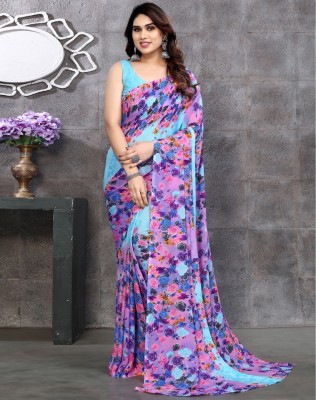 Vichitra Printed Daily Wear Georgette Saree(Multicolor)