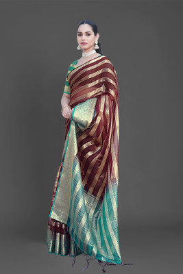 Aarunika BS Solid/Plain Bollywood Organza Saree(Magenta)