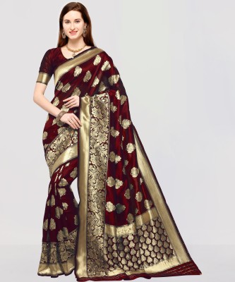 Kedar Fab Woven, Self Design Banarasi Jacquard Saree(Maroon)