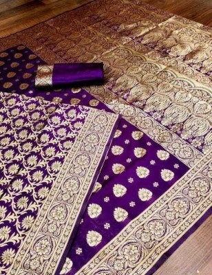 BILESHWAR FASHION Woven Banarasi Jacquard Saree(Purple)