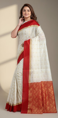 sarees Woven Kanjivaram Art Silk Saree(Cream)