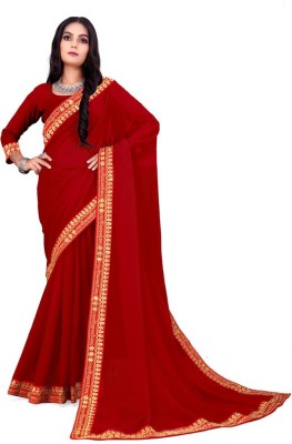 DDRS Fashion Embroidered Bollywood Georgette Saree(Red)