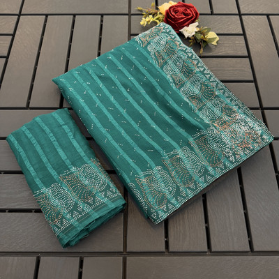 KHRITI FAB Embellished Bollywood Georgette Saree(Light Blue)