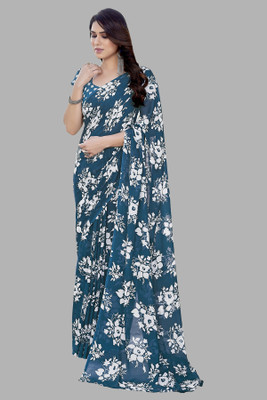 Moda Rapido Floral Print Daily Wear Georgette Saree(Green)
