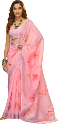 StyleDeal Digital Print Bollywood Cotton Linen Saree(Pink)