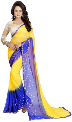TITHI KUMARI Printed Daily Wear Chiffon Saree(Yellow)