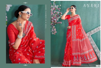 JASU CREATION Printed Handloom Pure Cotton Saree(Red)