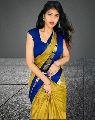Mortal Textile Printed Assam Silk Cotton Silk Saree(Dark Green)