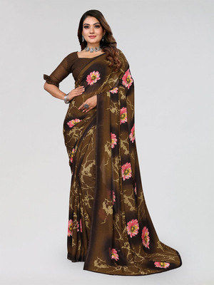 Moda Rapido Floral Print Daily Wear Georgette Saree(Green)