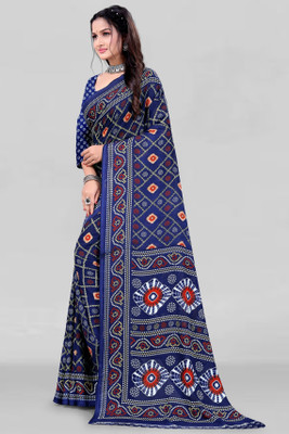 Leelavati Printed Bandhani Georgette Saree(Dark Blue)