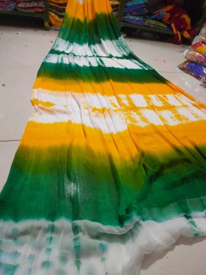 EMMANUEL TRADERS Hand Painted, Self Design Daily Wear Chiffon, Nylon Saree(Green)