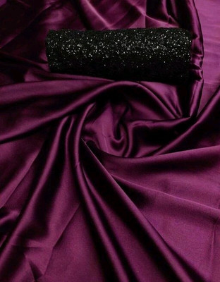 Arpita Fashion Solid/Plain, Self Design Bollywood Satin Saree(Magenta)