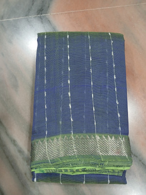GRUHA LAKHSMI SAREES Woven Mangalagiri Handloom Cotton Silk, Jute Silk Saree(Blue)