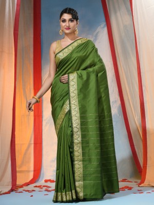 Desh Bidesh Self Design Kanjivaram Handloom Cotton Blend, Silk Blend Saree(Green)