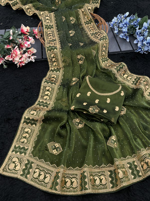 Radheradhey Embroidered Bollywood Jimmy choo Saree(Light Green)
