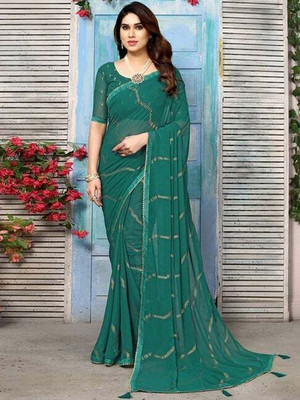 Falessa Embellished Bollywood Georgette Saree(Green)