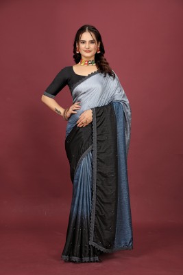 BLUERTONE CREATION Geometric Print Bollywood Cotton Silk Saree(Grey)