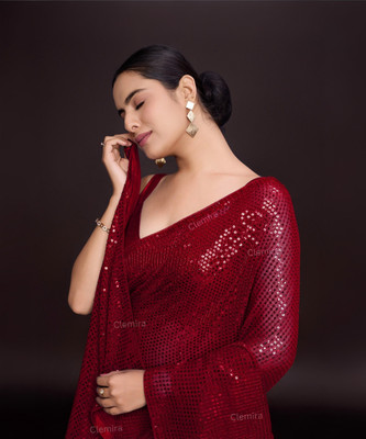 Divastri Embellished Bollywood Georgette Saree(Maroon)