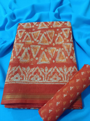 Gugaliya Geometric Print Jamdani Art Silk, Cotton Blend Saree(Multicolor)