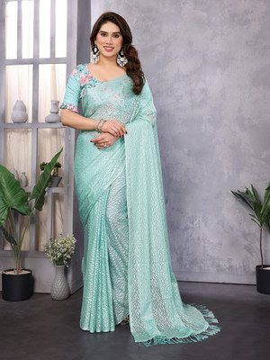 NIRMOHIFASHION Self Design Bollywood Net Saree(Light Blue)