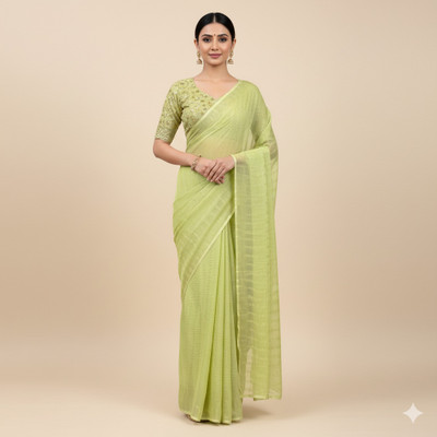 SHILPKALA Embellished Bollywood Chiffon Saree(Green)
