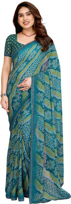 Moda Rapido Printed Daily Wear Georgette Saree(Light Blue)
