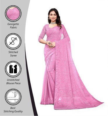 Shivam Fashion Embellished Bollywood Georgette Saree(Pink)