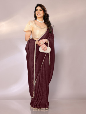 Divastri Solid/Plain Bollywood Georgette Saree(Pack of 2, Maroon)
