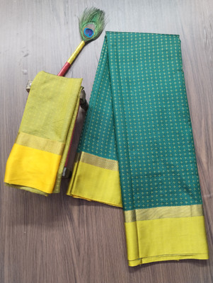 Gajal Printed Gadwal Pure Silk, Art Silk Saree(Dark Green)