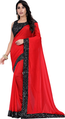 Aadishakti Fashion Solid/Plain Bollywood Art Silk Saree(Red)