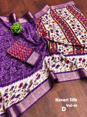 Sita Printed Bollywood Silk Blend Saree(Purple)