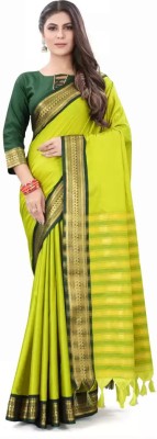 SHIV FASHION Woven Handloom Silk Blend, Cotton Blend Saree(Multicolor)