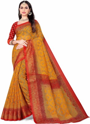 Leriya Fashion Self Design Daily Wear Cotton Silk Saree(Yellow)