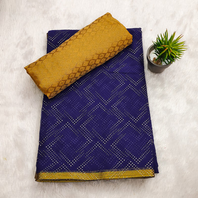 DIVYASHAKTI FASHION Embellished Bollywood Chiffon Saree(Dark Blue)