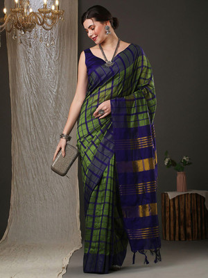 ANOUK Printed Daily Wear Silk Blend Saree(Green)