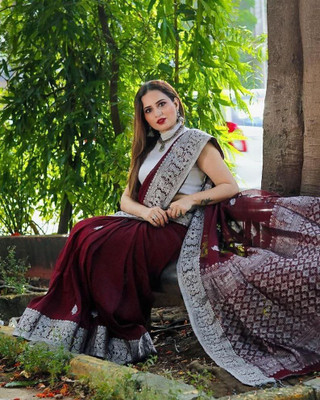 Handsel Woven Kanjivaram Pure Silk Saree(Maroon)