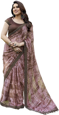 Priyashi Printed Bollywood Georgette, Satin Saree(Brown)