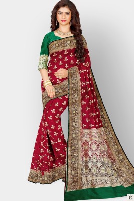 shree ambaji saree Woven Banarasi Satin Saree(Red)