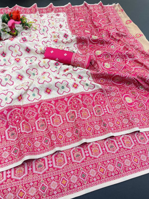aarohicreation Printed Bollywood Silk Blend Saree(Pink)