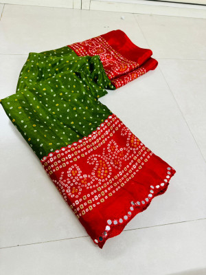 Shikha creation Printed Bandhani Georgette Saree(Multicolor)