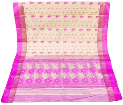 Monde Avenir Woven Banarasi Tussar Silk Saree(Beige, Pink)