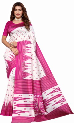 Bayja Polka Print, Checkered, Graphic Print, Printed, Self Design Mysore Art Silk Saree(Pink)